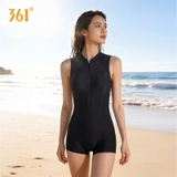 Bộ bơi liền thân nữ 361, tôn dáng thon gọn, co giãn thoáng khí, kháng Clo, màu đen