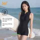 Bộ bơi liền thân nữ 361, tôn dáng thon gọn, co giãn thoáng khí, kháng Clo, màu đen
