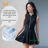 Bộ bơi nữ 361 liền thân váy, tạo dáng thon gọn, che vòng bụng, co giãn, thoáng khí
