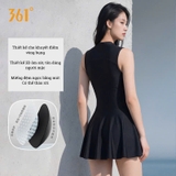 Bộ bơi nữ 361 liền thân váy, tạo dáng thon gọn, che vòng bụng, co giãn, thoáng khí