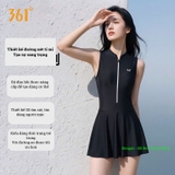 Bộ bơi nữ 361 liền thân váy, tạo dáng thon gọn, che vòng bụng, co giãn, thoáng khí
