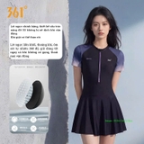 Bộ bơi nữ 361 cộc tay liền thân chân váy, dáng thon gọn che bụng, thoáng khí, co giãn