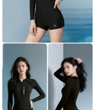Bộ bơi nữ 361 dài tay liền thân, màu đen tôn dáng, chống nắng UPF 50+, co giãn thoáng khí