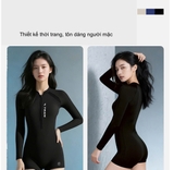 Bộ bơi nữ 361 dài tay liền thân, màu đen tôn dáng, chống nắng UPF 50+, co giãn thoáng khí