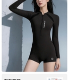 Bộ bơi nữ 361 dài tay liền thân, màu đen tôn dáng, chống nắng UPF 50+, co giãn thoáng khí