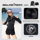 Bộ bơi nữ 361 dài tay dáng rời, chống nắng UPF 50+, co giãn thoáng khí