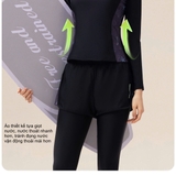 Bộ bơi nữ 361 dài tay, dáng rời, UPF 50+ bảo vệ da sứa biển, chày sước, màu đen