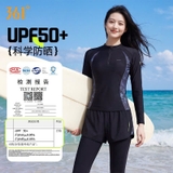 Bộ bơi nữ 361 dài tay, dáng rời, UPF 50+ bảo vệ da sứa biển, chày sước, màu đen