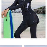 Bộ bơi nữ 361, dài tay chân, chống nắng UPF 50+, màu đen, quần liền 2 lớp