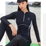 Bộ bơi nữ 361, dài tay chân, chống nắng UPF 50+, màu đen, quần liền 2 lớp