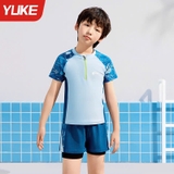 Bộ bơi bé trai chống nắng UPF 50+, kháng Clo, xanh cộc tay big size, Yuke