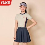 Bộ bơi bé gái cộc tay liền chân váy, Size đại, chống nắng, kháng Clo,3 màu, Yuke