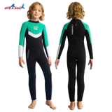 Bộ bơi giữ nhiệt cho bé vải 2.5mm xanh đen 12, dài tay liền thân, Dive& Sail