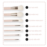 Bộ Cọ Trang Điểm BH Travel Series Face & Eye Brush Set With Bag 7 Cây