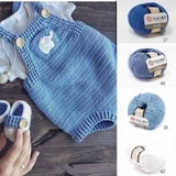 Set len móc yếm cho bé từ len Jeans Thổ Nhĩ Kỳ - Xanh 17