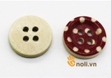 Cúc gỗ chấm bi nhiều màu 4 lỗ (gói 10 cái)