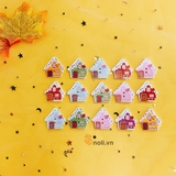 Cúc gỗ trang trí hình ngôi nhà 28x28mm (gói 10 cái)