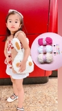 Set len túi thỏ bông xù - Hồng sen