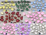 Set 10 hạt Đá giọt nước màu sữa Mocha đế vàng có lỗ khâu