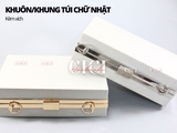 Full bộ Khung Túi/ khuôn ví tròn Clutch có dây xích đeo và vòng kim loại gắn đá (bạc)