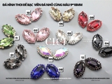 Đá hình thoi đế bạc cao cấp có viền đá nhỏ cùng màu 9*18mm