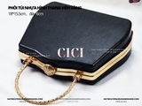 Khuôn túi/khung ví clutch hình thang viền vàng