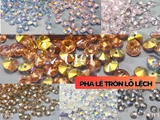 Túi 20 hạt pha lê tròn chóp nhọn 2 mặt lỗ lệch (mặt dây)