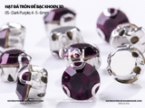 Túi 50-100 hạt đá tròn đế bạc khoen 3D nhiều màu link 1/2