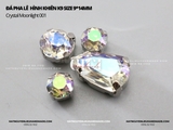 Túi 2 hạt đá pha lê hình khiên K9 size 9*14mm cao cấp đế dày không gỉ