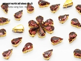 Túi 10 hạt đá giọt nước đế vàng 6*10mm