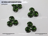 Set 10 hạt đá tròn chóp nhọn đế bạc có lỗ khâu