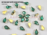 Túi 10 hạt đá giọt nước nhọn đế vàng 8*13mm