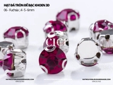 Túi 50-100 hạt đá tròn đế bạc khoen 3D nhiều màu link 1/2
