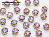 Túi 5 hạt đá tròn đế bạc khoen 4D 12-14mm