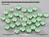 Set 10 hạt đá tròn chóp nhọn màu sữa mocha đế vàng có lỗ khâu