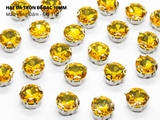 Túi 5 hạt đá tròn đế bạc khoen 4D 12-14mm