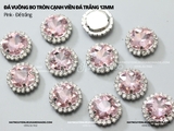 Đá vuông bo tròn cạnh viền đá trắng đế BẠC 12mm