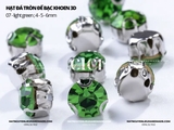 Túi 50-100 hạt đá tròn đế bạc khoen 3D nhiều màu link 1/2