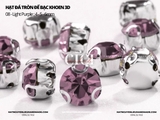 Túi 50-100 hạt đá tròn đế bạc khoen 3D nhiều màu link 1/2