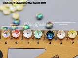 Hoa nhựa 5 cánh phủ trai ánh AB size 8mm nguyên liệu hoa tai DIY  (túi 20 hoa)