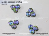Set 10 hạt đá tròn chóp nhọn đế bạc có lỗ khâu