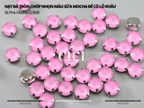 Set 10 hạt đá tròn chóp nhọn màu sữa mocha đế bạc