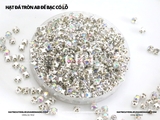 Túi 50-100 hạt đá tròn màu AB có đế lỗ khâu