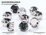Túi 50-100 hạt đá tròn đế bạc khoen 3D nhiều màu link 1/2