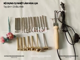 Bộ dụng cụ làm hoa lụa hoa vải 24 thanh nhiệt tạo hình cán gỗ (full hộp)