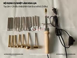 Bộ dụng cụ làm hoa lụa hoa vải 24 thanh nhiệt tạo hình cán gỗ (full hộp)