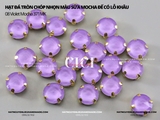 Set 10 hạt đá tròn chóp nhọn màu sữa mocha đế bạc