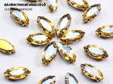 Túi 5-10 hạt đá hình thoi đế vàng có lỗ khâu