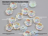 Hoa nhựa 5 cánh phủ trai ánh AB size 8mm nguyên liệu hoa tai DIY  (túi 20 hoa)
