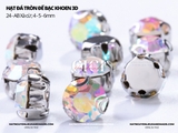 Túi 50-100 hạt đá tròn đế bạc khoen 3D nhiều màu link 1/2